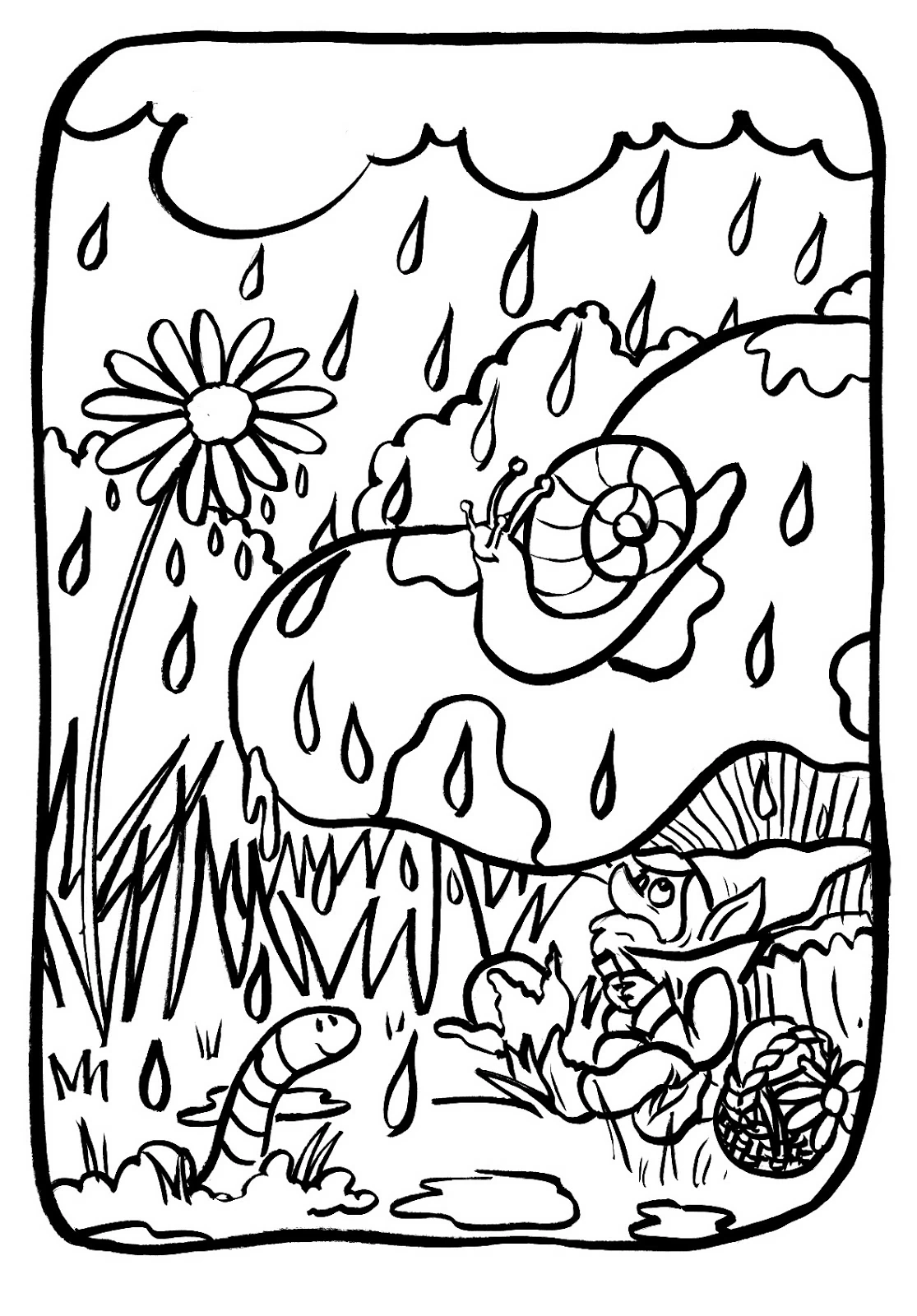 Coloriage Pluie #158287 à imprimer gratuitement, extrait de la collection Nature et saisons
