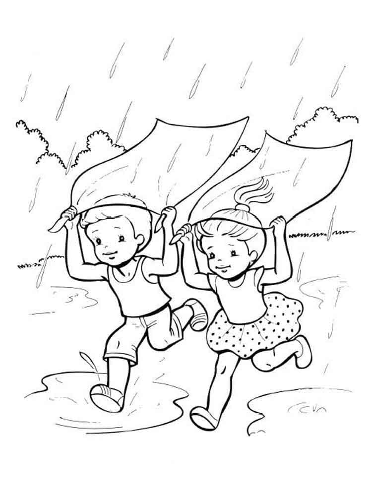 Joli coloriage Pluie #193758 de la collection Nature et saisons, prêt à imprimer pour petits et grands