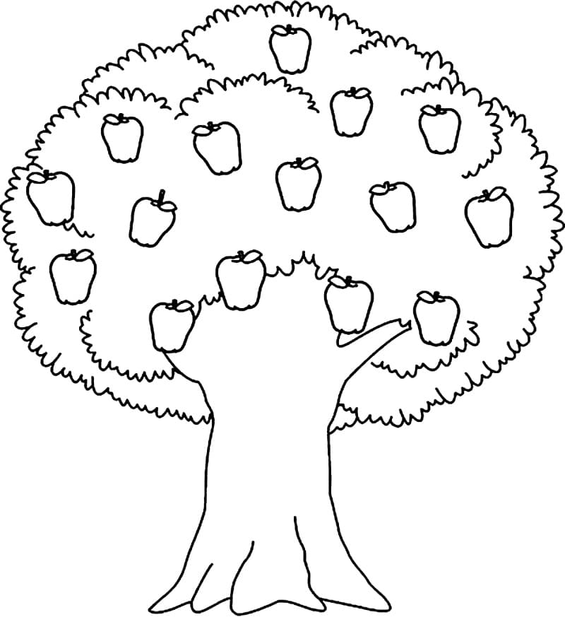 Illustration au trait Pommier #174084 de la collection Nature et saisons à colorier gratuitement