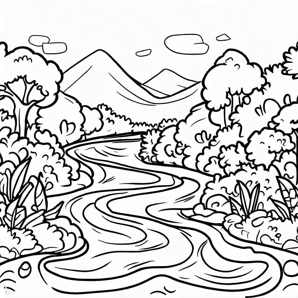 Coloriage à imprimer Rivière #188032 de la série Nature et saisons, gratuit pour enfants et adultes