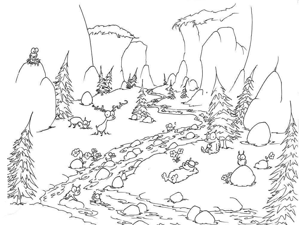 Coloriage gratuit Rivière #188044 de la collection Nature et saisons à imprimer