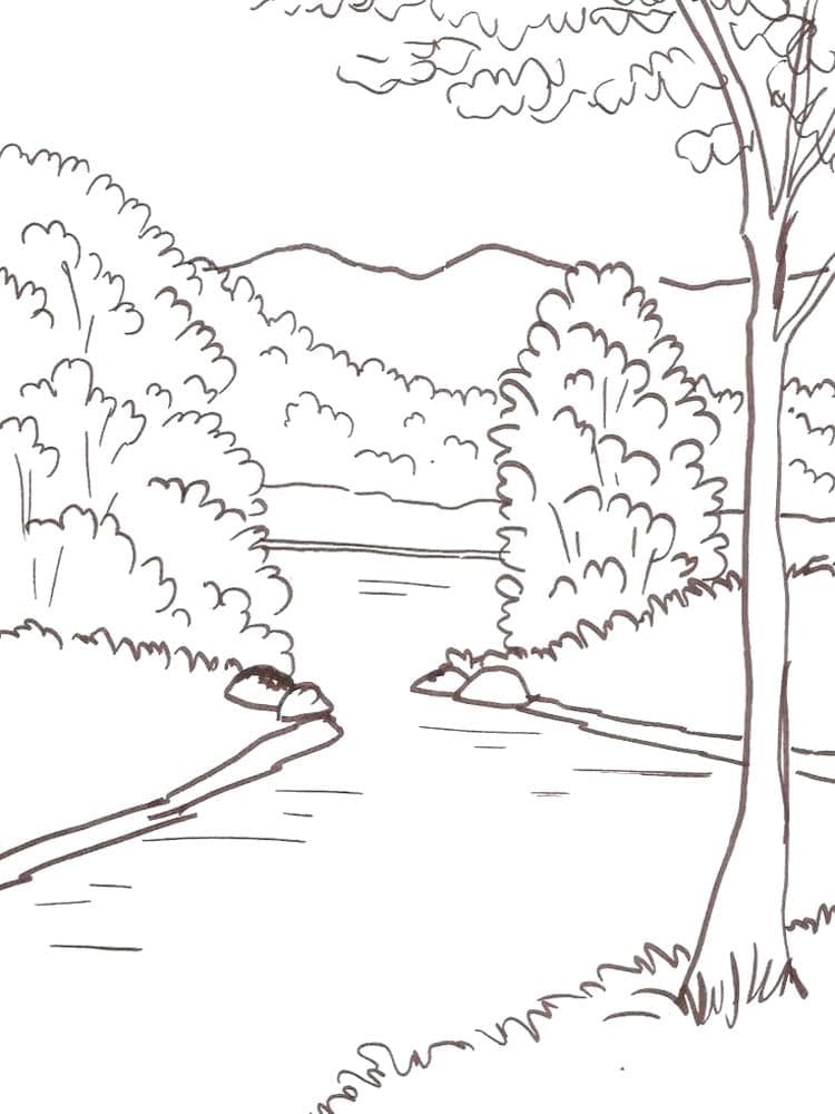 Coloriage gratuit Rivière #188047 de la collection Nature et saisons à imprimer