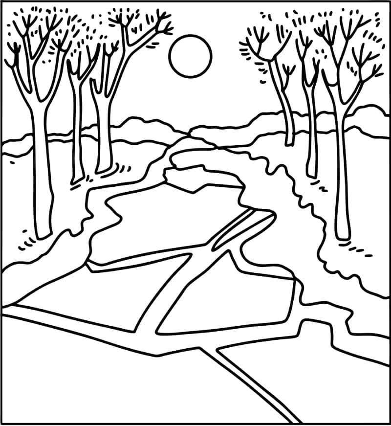 Coloriage gratuit Rivière #188049 de la collection Nature et saisons à imprimer