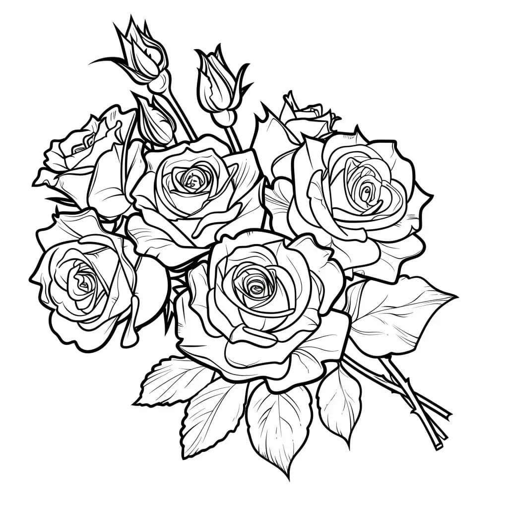 Page de coloriage Roses #218724, collection Nature et saisons, à imprimer et colorier