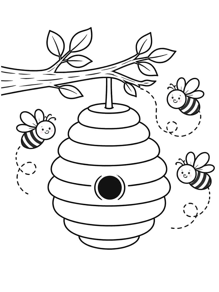Coloriage gratuit Ruche #221604 de la collection Nature et saisons à imprimer