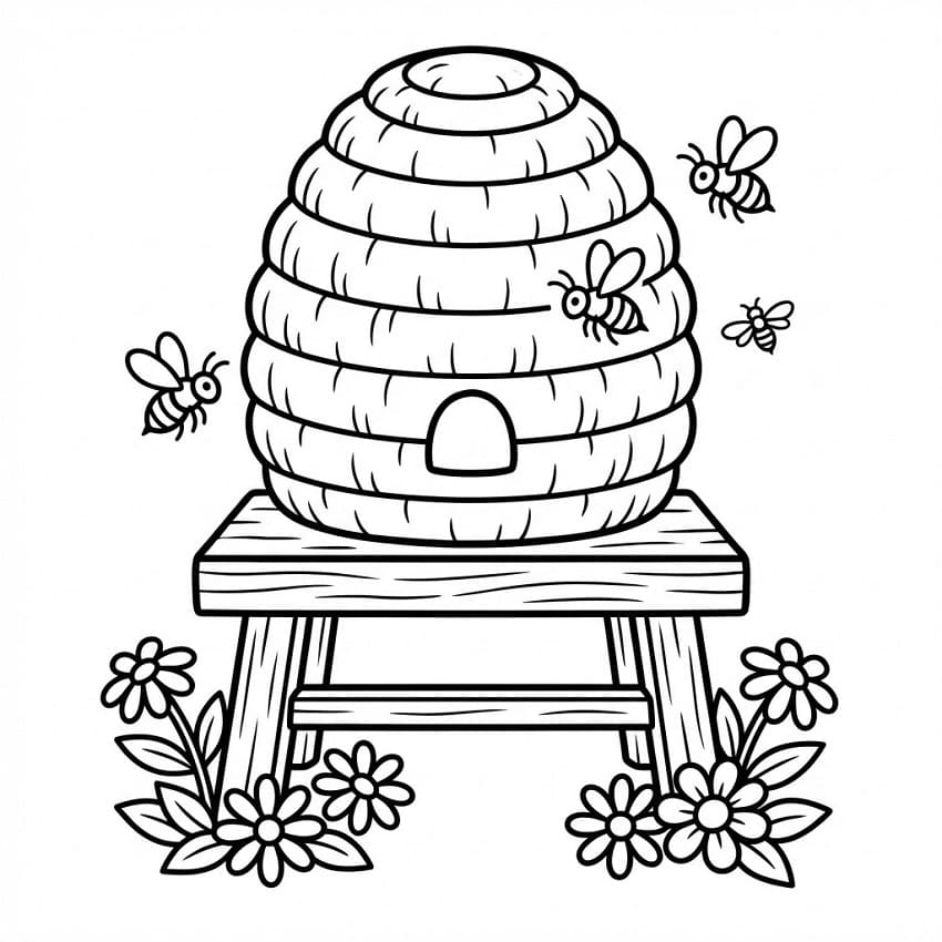 Coloriage gratuit Ruche #221610 de la collection Nature et saisons à imprimer