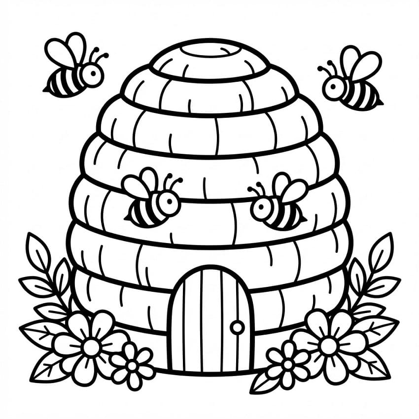 Coloriage gratuit Ruche #221611 de la collection Nature et saisons à imprimer