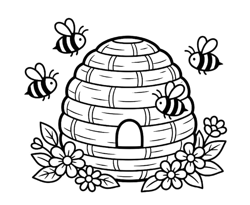 Coloriage gratuit Ruche #221612 de la collection Nature et saisons à imprimer