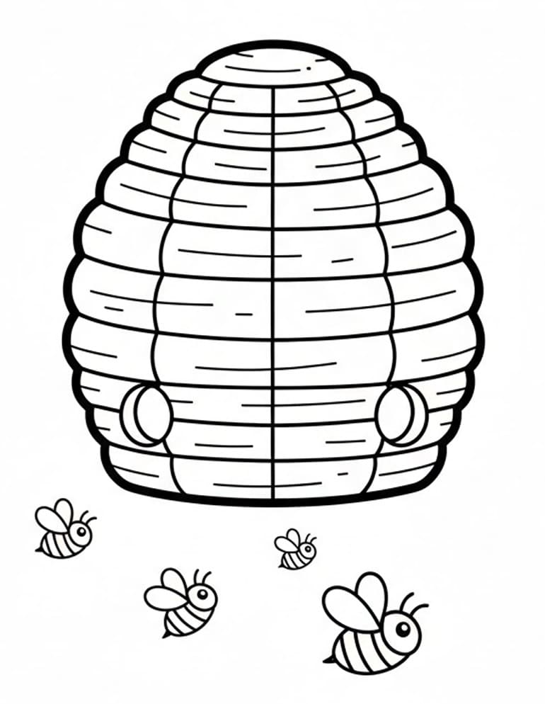 Coloriage gratuit Ruche #221613 de la collection Nature et saisons à imprimer