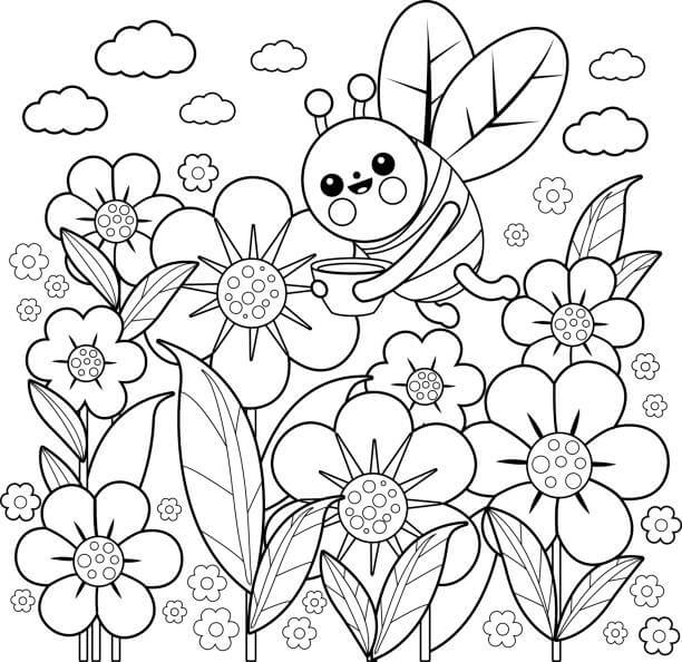 Coloriage gratuit Saison Printemps #173205 de la collection Nature et saisons à imprimer
