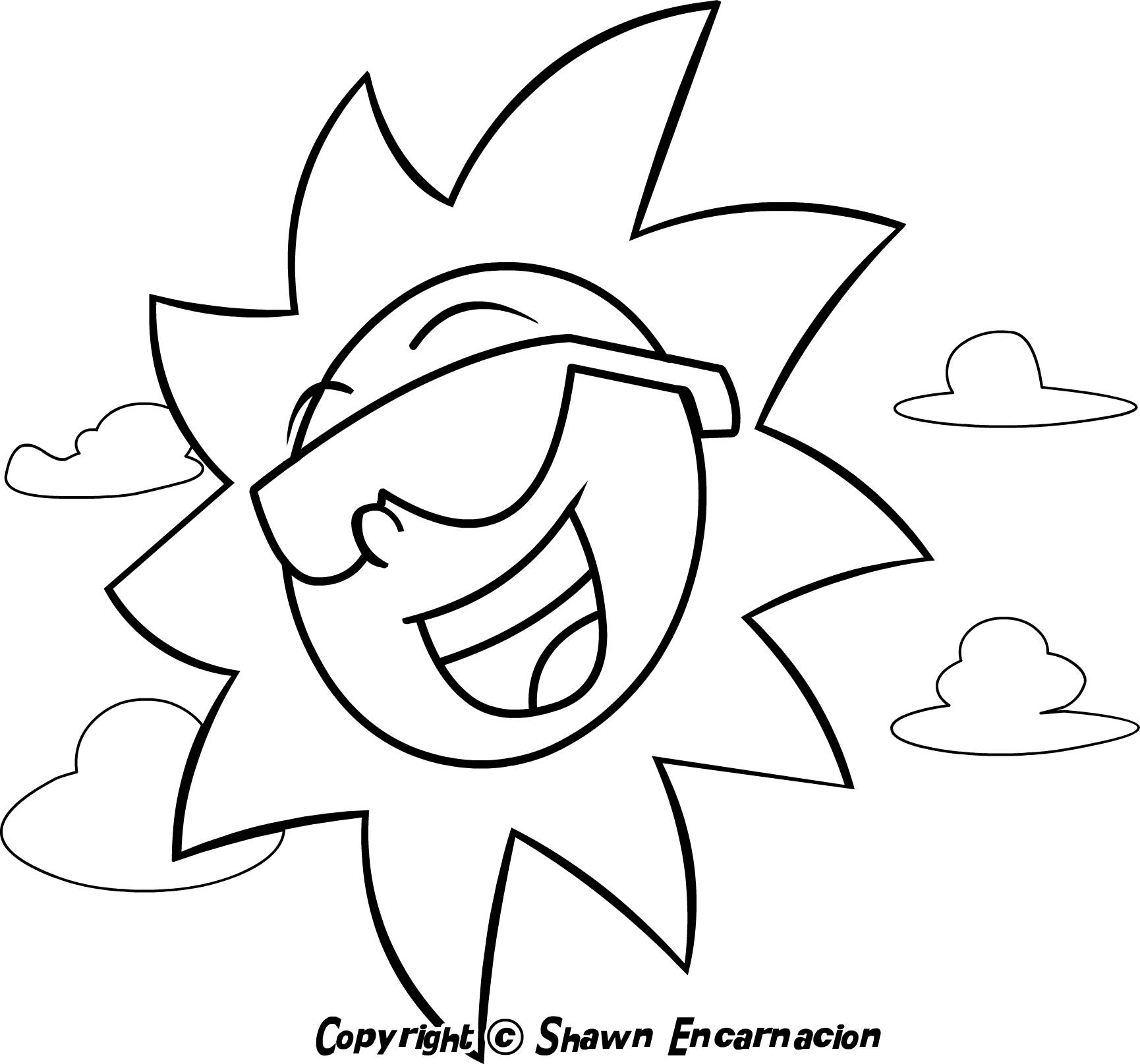 Illustration au trait Soleil #157976 de la collection Nature et saisons à colorier gratuitement