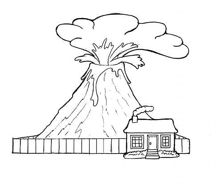 Coloriage à imprimer Volcan #178074 de la série Nature et saisons, gratuit pour enfants et adultes