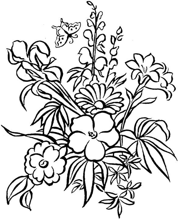 Dessin à colorier: Bouquet de fleurs (Nature) #161028 - Coloriages à Imprimer Gratuits