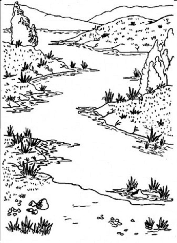 Dessin à colorier: Rivière (Nature) #159302 - Coloriages à Imprimer Gratuits