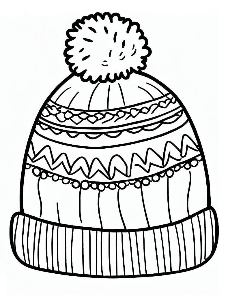 Coloriage gratuit Bonnet/Tuque Hiver #191286 de la collection Objets à imprimer