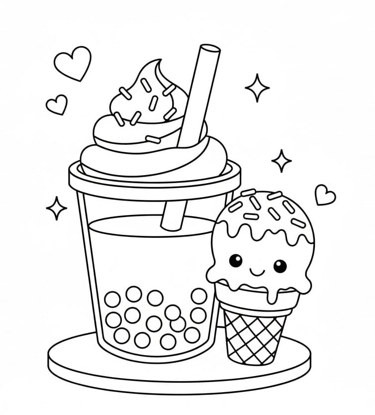 Coloriage gratuit Bubble Tea #221502 de la collection Objets à imprimer