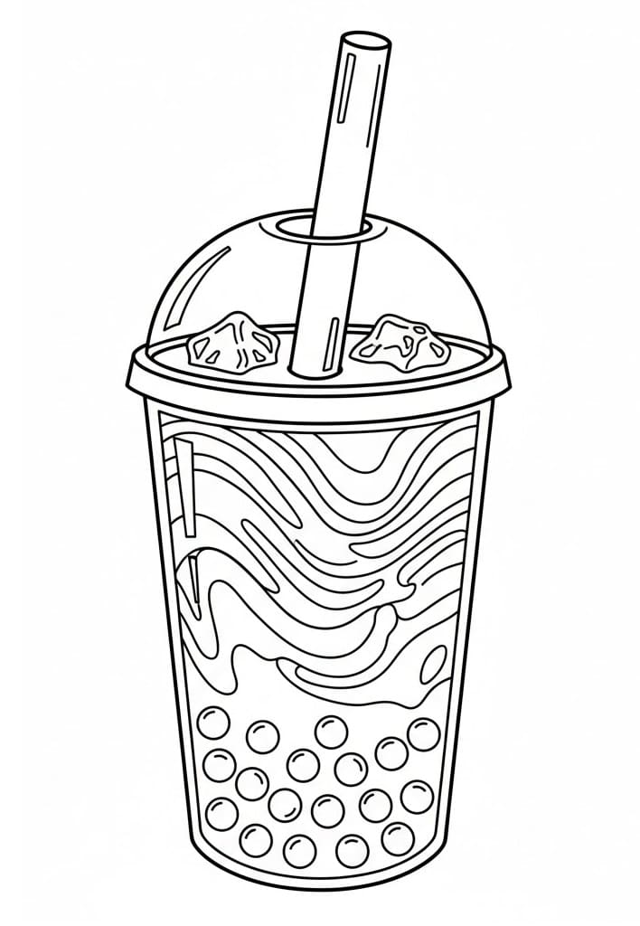 Dessin à colorier Bubble Tea #221521 issu de la collection Objets, prêt à imprimer