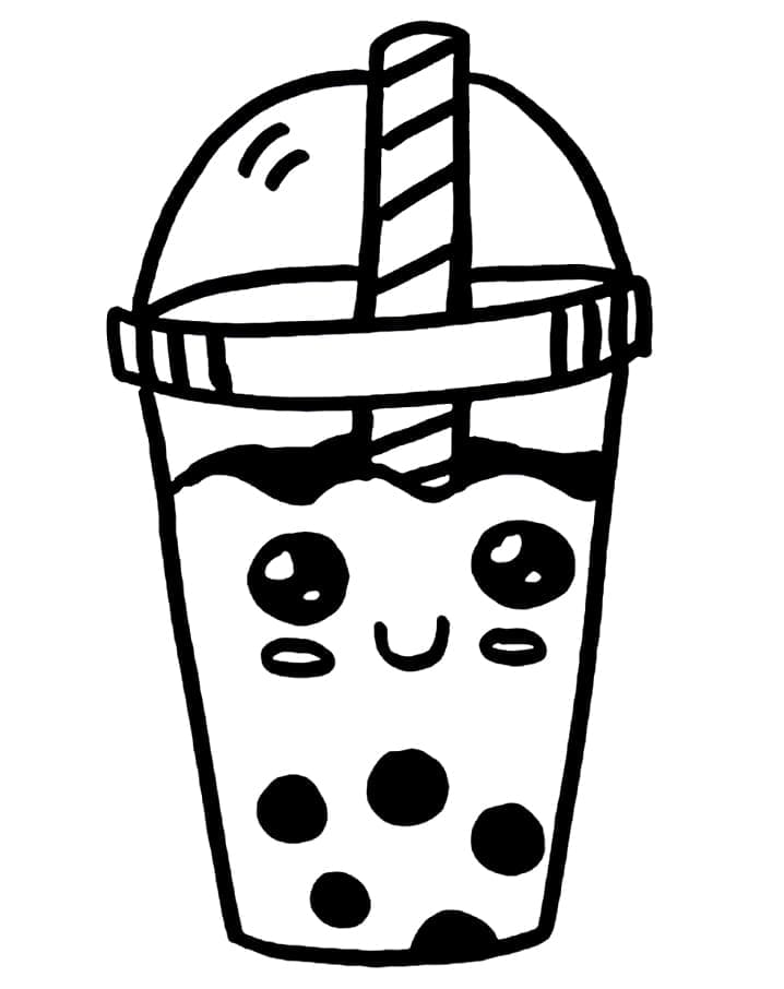 Coloriage Bubble Tea au sourire mignon
