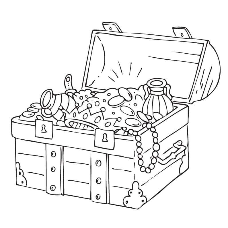 Joli coloriage Coffre au Trésor #220543 de la collection Objets, prêt à imprimer pour petits et grands