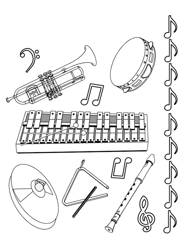 Dessin à colorier: Instruments de musique (Objets) #167360 - Coloriages à Imprimer Gratuits
