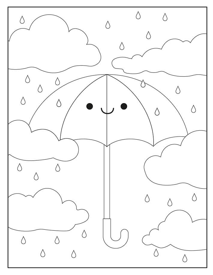 Coloriage gratuit Parapluie #172762 de la collection Objets à imprimer