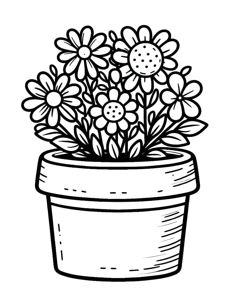 Coloriage gratuit Pot de Fleurs #221245 de la collection Objets à imprimer
