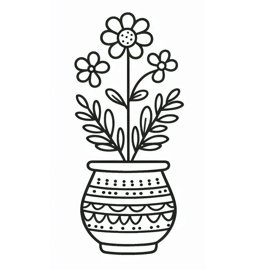 Coloriage gratuit Pot de Fleurs #221252 de la collection Objets à imprimer