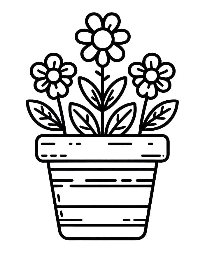 Coloriage gratuit Pot de Fleurs #221253 de la collection Objets à imprimer