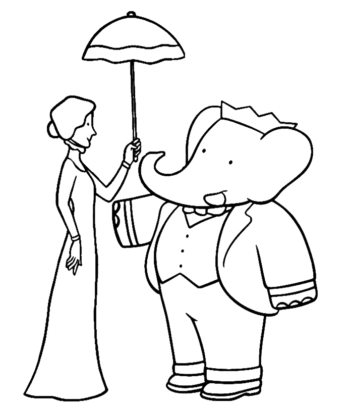 Page de coloriage Babar #27869, collection Personnages de dessins animés, à imprimer et colorier