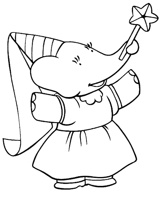 Coloriage gratuit Babar #27870 de la collection Personnages de dessins animés à imprimer