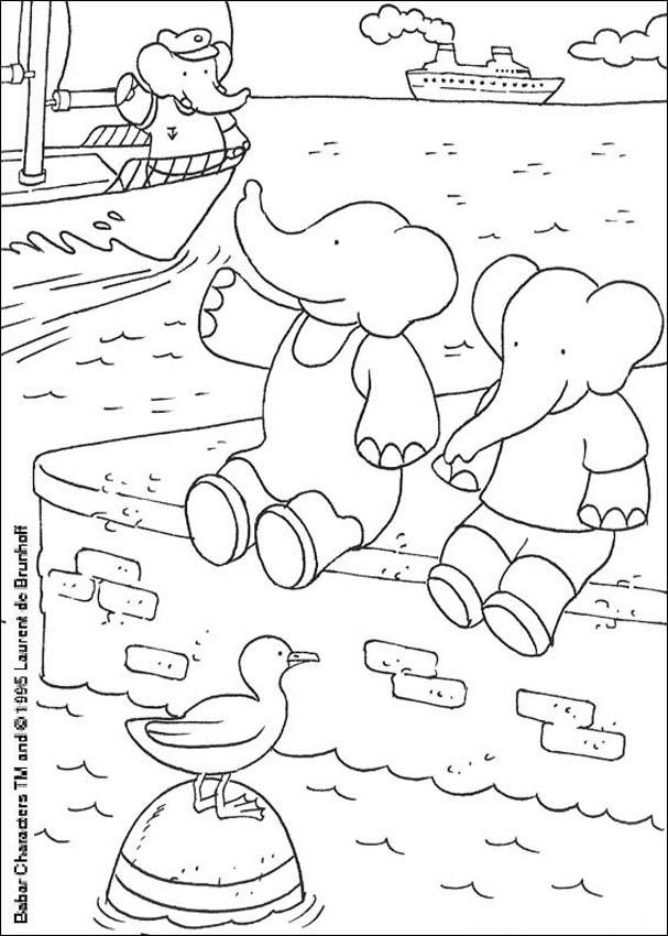 Coloriage imprimable Babar #27899 de la collection Personnages de dessins animés à colorier aux crayons