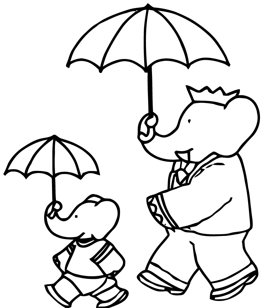 Coloriage gratuit Babar #27914 de la collection Personnages de dessins animés à imprimer