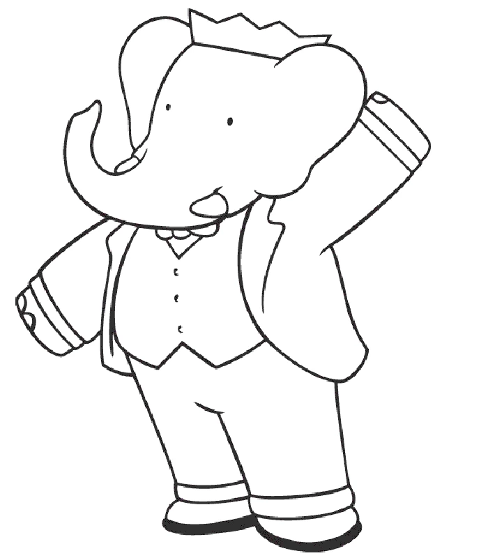 Coloriage gratuit Babar #27916 de la collection Personnages de dessins animés à imprimer