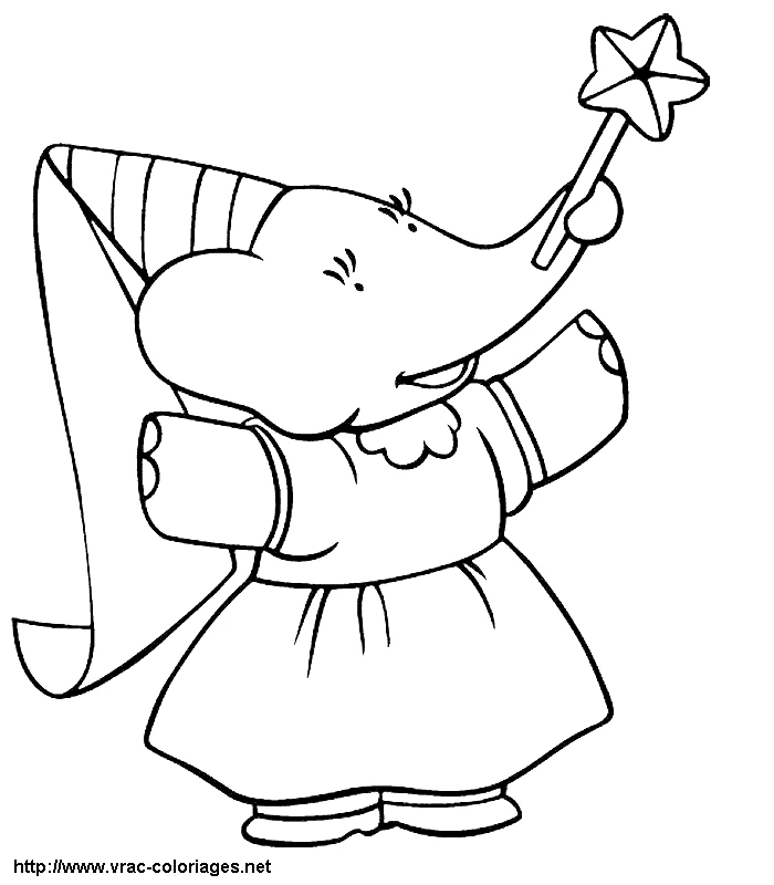 Dessin à colorier: Babar (Personnages de dessins animés) #27925 - Coloriages à Imprimer Gratuits