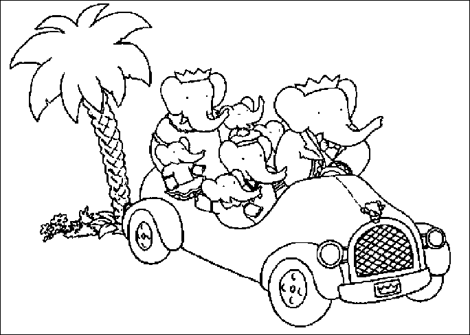 Coloriage à imprimer Babar #28000 de la série Personnages de dessins animés, gratuit pour enfants et adultes