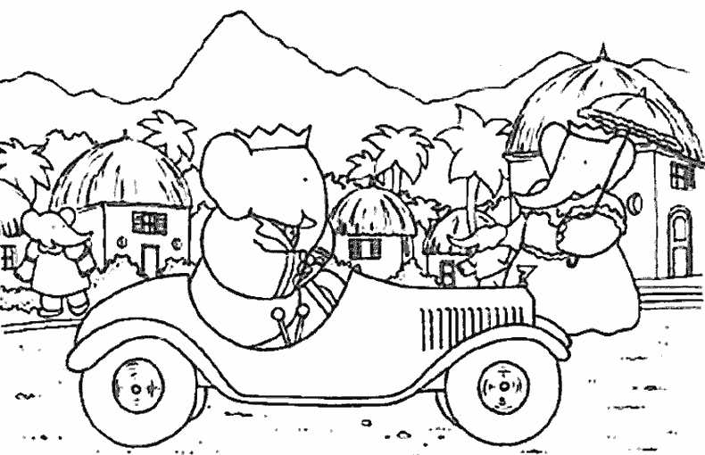 Coloriage imprimable Babar #28011 de la collection Personnages de dessins animés à colorier aux crayons