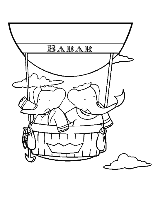 Coloriage Babar #28032 à imprimer gratuitement, extrait de la collection Personnages de dessins animés