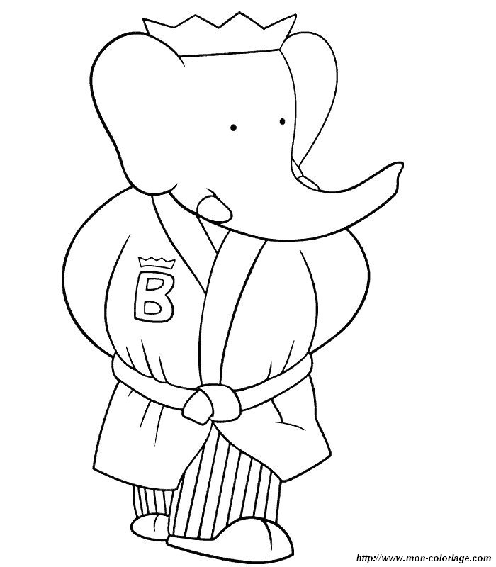 Joli coloriage Babar #28133 de la collection Personnages de dessins animés, prêt à imprimer pour petits et grands