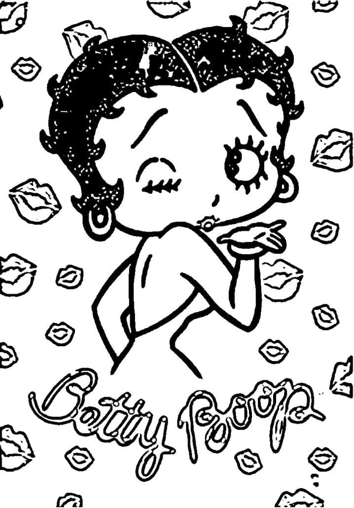 Coloriage imprimable Betty Boop #203056 de la collection Personnages de dessins animés à colorier aux crayons