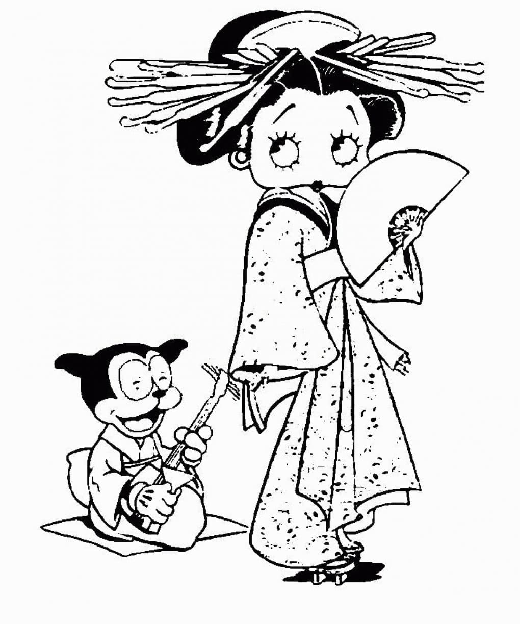 Coloriage Betty Boop #203080 à imprimer gratuitement, extrait de la collection Personnages de dessins animés