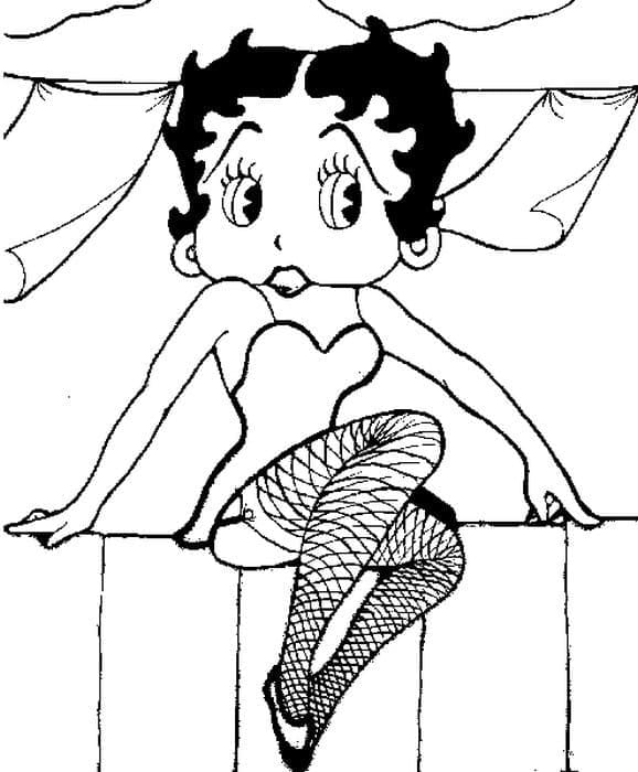 Coloriage Betty Boop #203083 à imprimer gratuitement, extrait de la collection Personnages de dessins animés