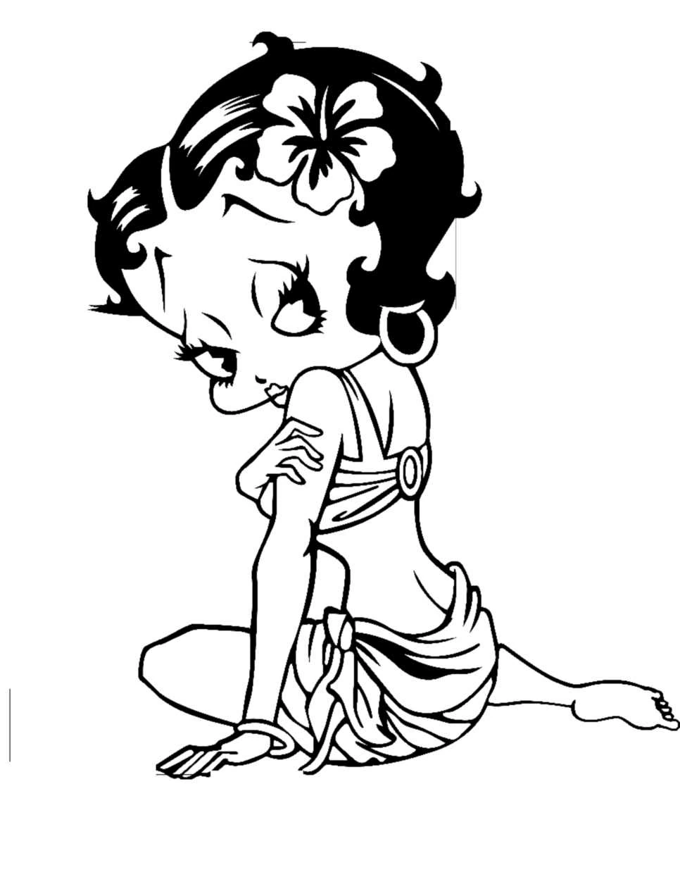 Dessin à colorier Betty Boop #25912 issu de la collection Personnages de dessins animés, prêt à imprimer