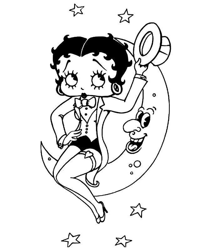 Illustration au trait Betty Boop #25946 de la collection Personnages de dessins animés à colorier gratuitement