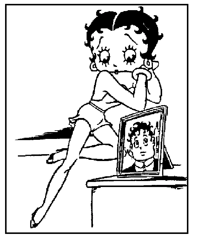 Coloriage Betty Boop #25953 à imprimer gratuitement, extrait de la collection Personnages de dessins animés
