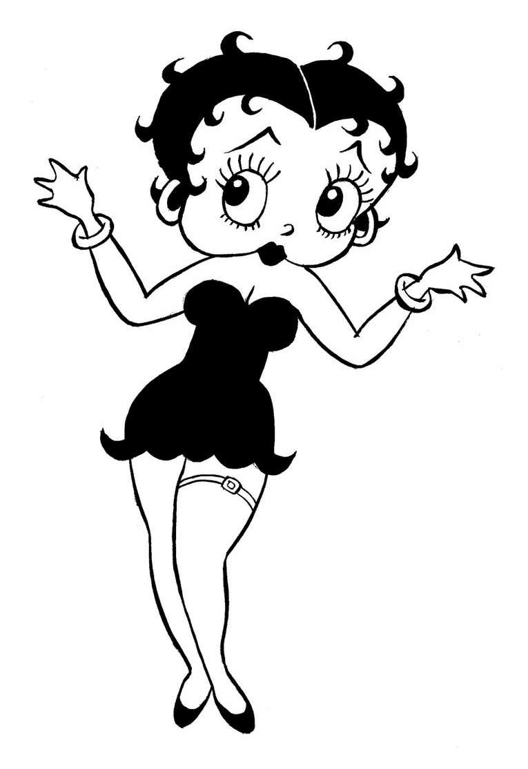 Dessin à colorier Betty Boop #26000 issu de la collection Personnages de dessins animés, prêt à imprimer