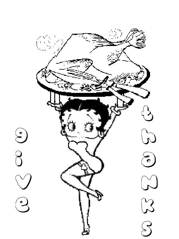 Coloriage imprimable Betty Boop #26056 de la collection Personnages de dessins animés à colorier aux crayons
