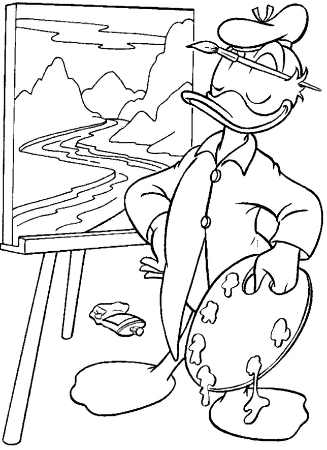 Coloriage imprimable Donald Duck #30147 de la collection Personnages de dessins animés à colorier aux crayons