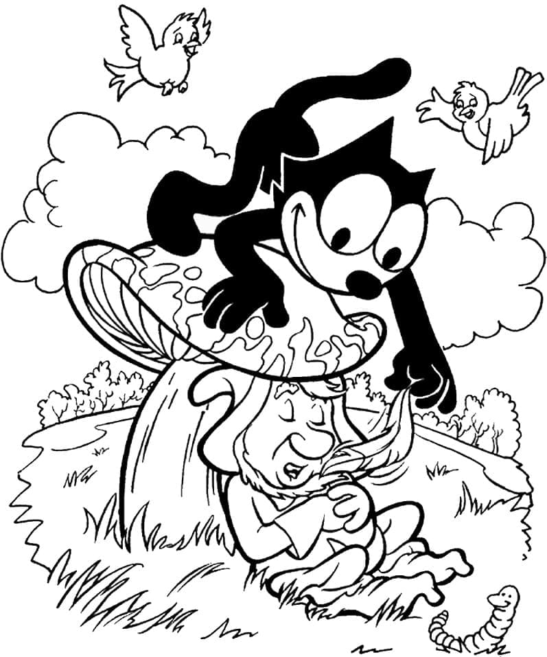 Dessin à colorier Félix le Chat #207007 issu de la collection Personnages de dessins animés, prêt à imprimer
