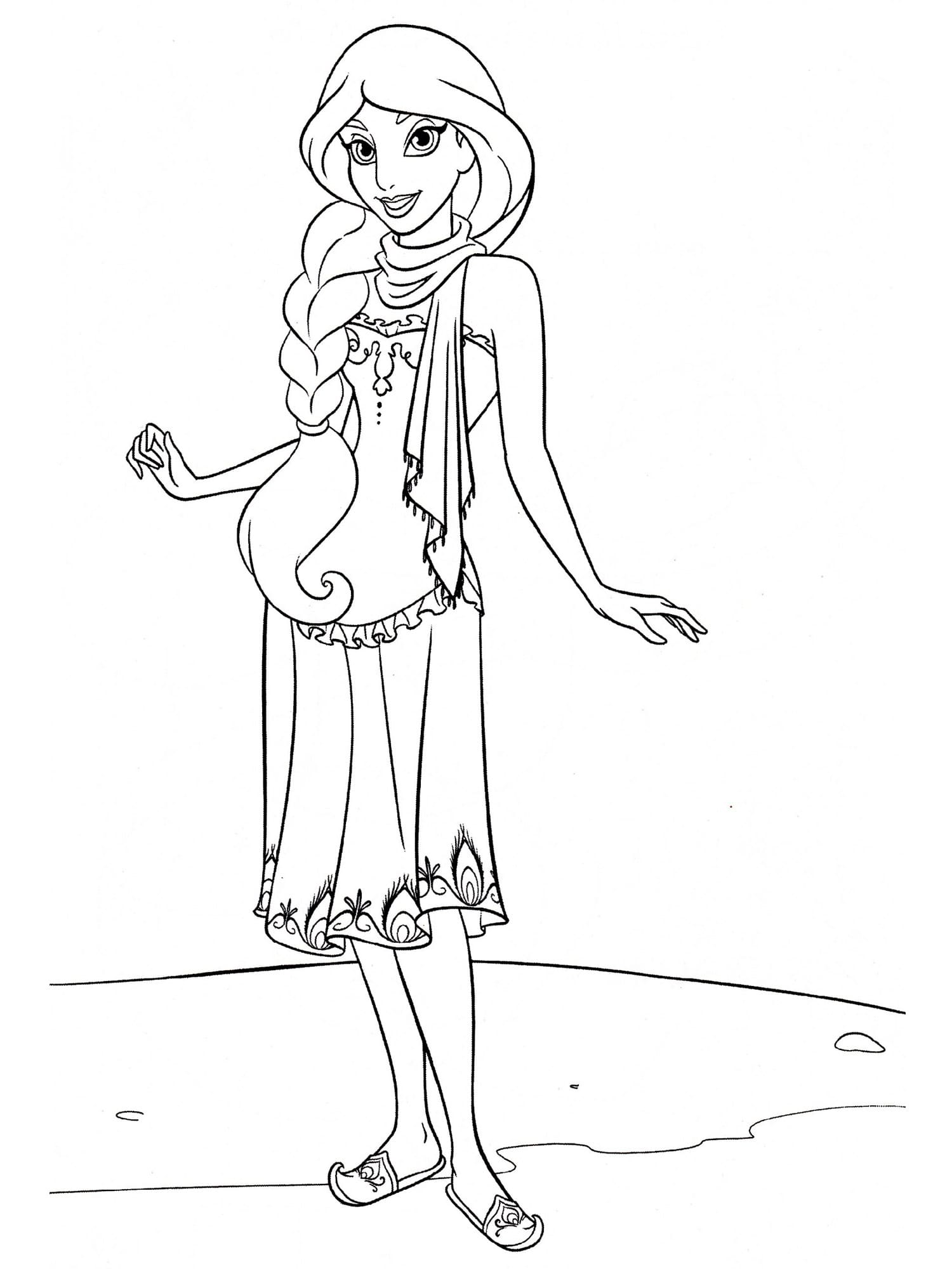 Illustration au trait Jasmine #178612 de la collection Personnages de dessins animés à colorier gratuitement