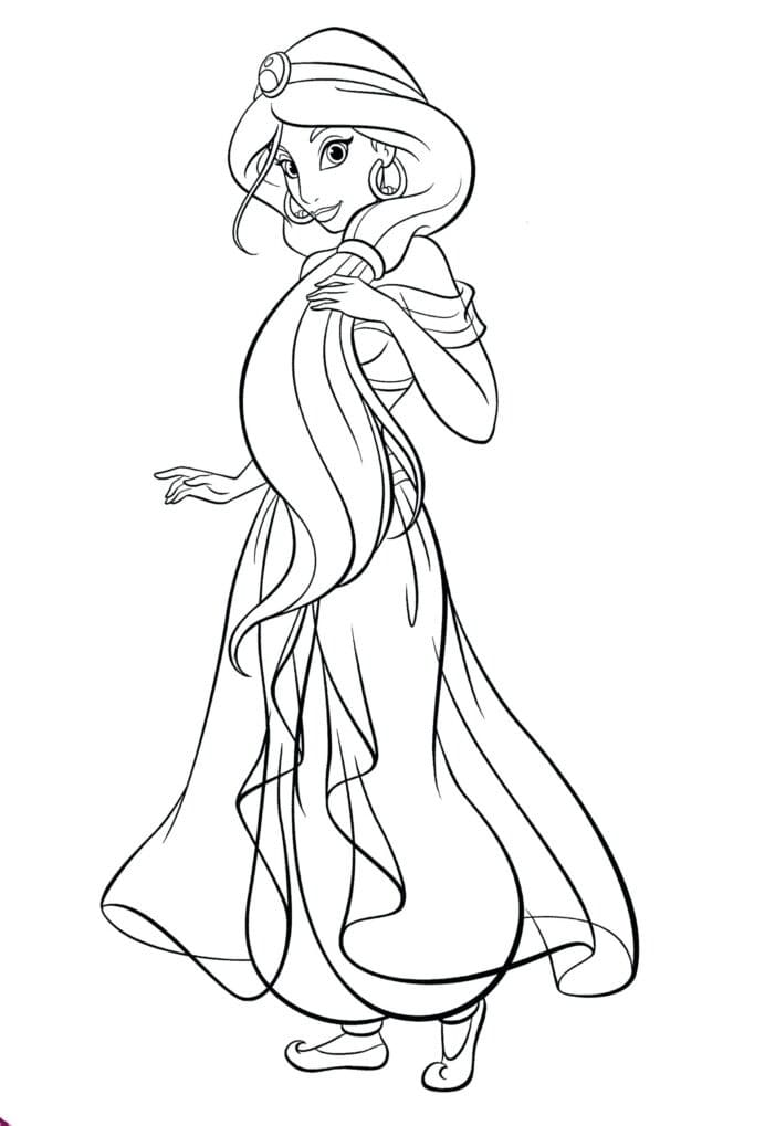 Coloriage gratuit Jasmine #178635 de la collection Personnages de dessins animés à imprimer